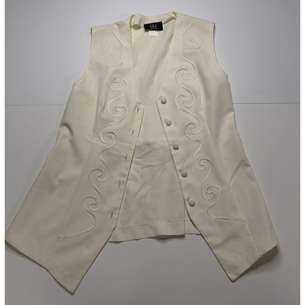 J.S.J Petites Cream Swirl design bow on back Vest Woman's 7/6 Coquette Parisian
